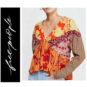 Free People Multicolor Bohemian Top